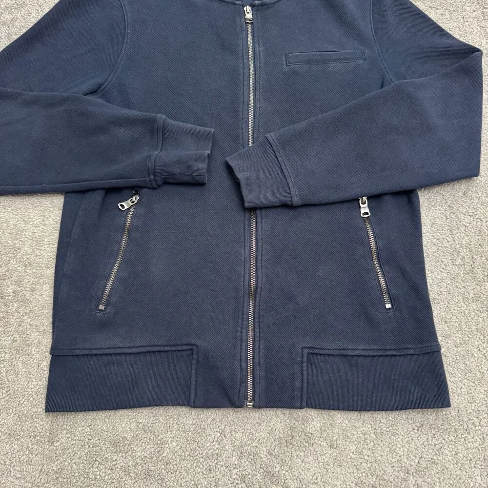 Banana Republic Full Zip Knit Bomber Jacket Men Medium Navy Blue Cotton Blend